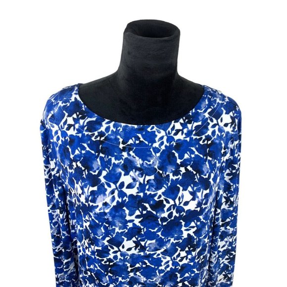 J.Crew Mercantile Size L Blue Floral Shift Dress - Picture 2 of 9